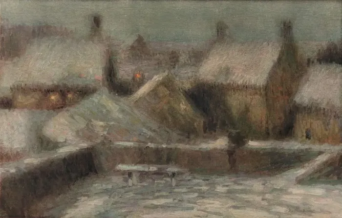 Framed Print : Snow Scene Evening, c1901. Artist: Henri Eugene Le Sidaner Framed Print : Snow Scene Evening, c1901. Artist: Henri Eugene Le Sidaner