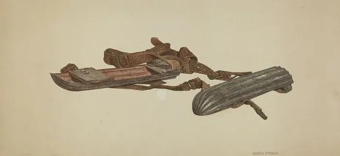 Framed Print : Snow Skates, c. 1940. Creator: Raymond Neumann Framed Print : Snow Skates, c. 1940. Creator: Raymond Neumann