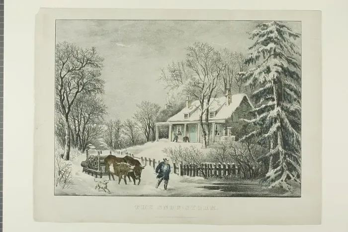 Framed Print : The Snow Storm, c.1864. Creators: Unknown, Nathaniel Currier, James Merritt Ives, Currier and Ives Framed Print : The Snow Storm, c.1864. Creators: Unknown, Nathaniel Currier, James Merritt Ives, Currier and Ives