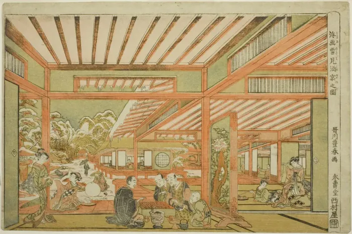 Framed Print : Snow-Viewing Entertainment, c. 1771. Creator: Utagawa Toyoharu Framed Print : Snow-Viewing Entertainment, c. 1771. Creator: Utagawa Toyoharu