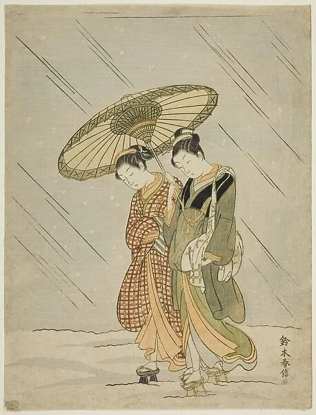 Snow on the Way Back from the Public Bath, c. 1766  /  67. Creator: Suzuki Harunobu