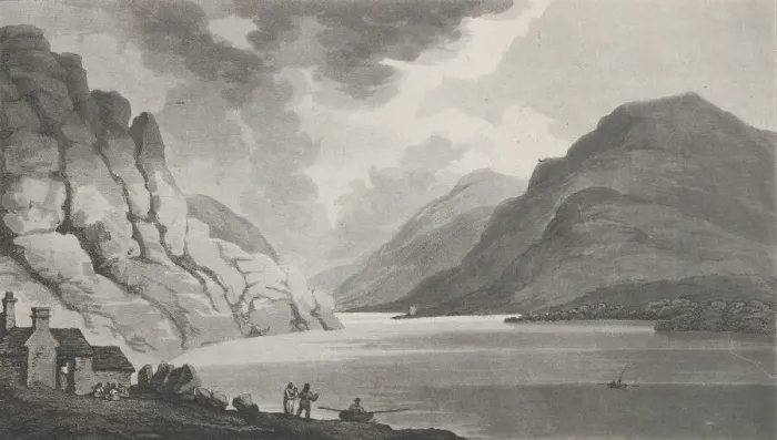 Framed Print : Snowdon from Llanberris Lake, from Remarks on a Tour to North and South Wales, 1799. Creator: John Hill Framed Print : Snowdon from Llanberris Lake, from Remarks on a Tour to North and South Wales, 1799. Creator: John Hill