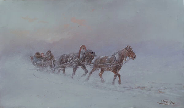 Snowstorm, 1901. Artist: Karasin, Nikolai Nikolayevich (1842-1908)