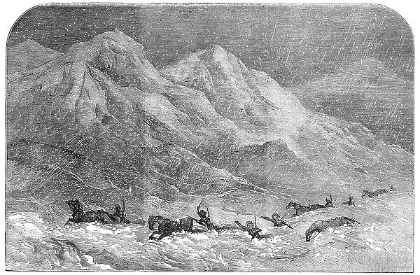Snowstorm in Armenia - Dr. Sandwith and his Party crossing the Allah-Akbar Mountain, on their way fr Creator: Unknown