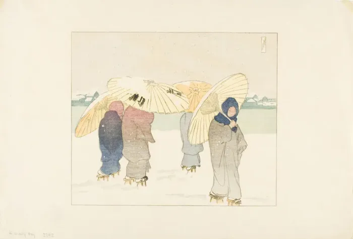 Framed Print : A Snowy Day, 1901. Creator: Helen Hyde Framed Print : A Snowy Day, 1901. Creator: Helen Hyde
