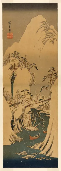 Framed Print : A Snowy Gorge on the Fuji River, c. 1842. Creator: Ando Hiroshige Framed Print : A Snowy Gorge on the Fuji River, c. 1842. Creator: Ando Hiroshige