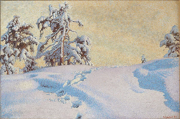 Snowy landscape, 1920. Creator: Fjaestad, Gustaf (1868-1948)