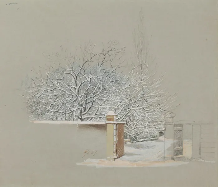Framed Print : Snowy Trees at Annankatu 15, 1867. Creator: Magnus von Wright Framed Print : Snowy Trees at Annankatu 15, 1867. Creator: Magnus von Wright