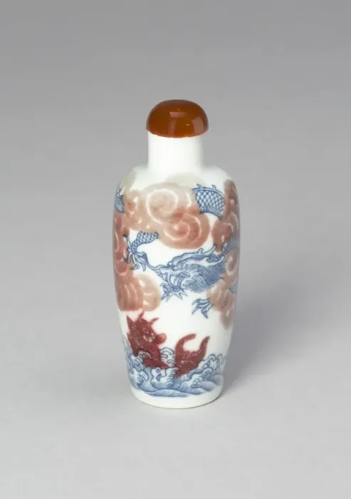 Framed Print : Snuff Bottle with a Dragon and a Carp, Qing dynasty (1644-1911), 19th century Framed Print : Snuff Bottle with a Dragon and a Carp, Qing dynasty (1644-1911), 19th century