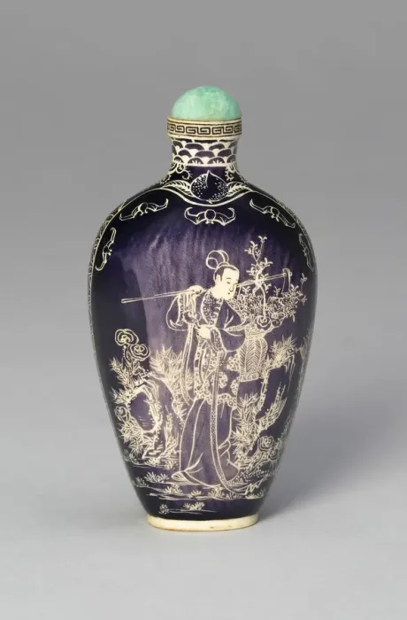 Framed Print : Snuff Bottle with the Immortal Magu Carrying a Basket of Flowers, c. 1880