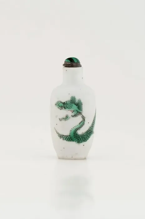 Framed Print : Snuff bottle with lid (dragon motiff), 19th century. Creator: Unknown Framed Print : Snuff bottle with lid (dragon motiff), 19th century. Creator: Unknown