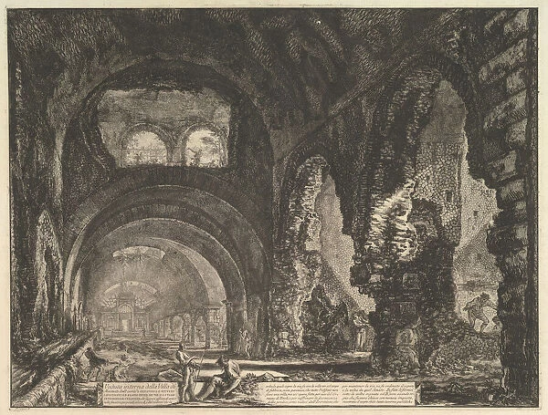 The so-called Villa of Maecenas at Tivoli. Interior with two figures in the opening of