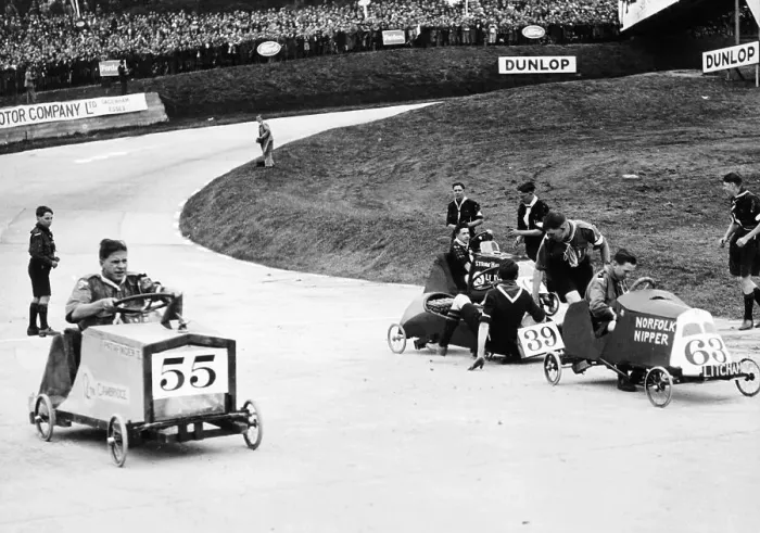 Framed Print : Soap Box Derby at Brooklands, Surrey Framed Print : Soap Box Derby at Brooklands, Surrey