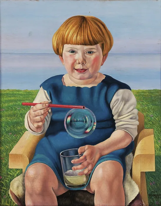 Framed Print : The Soap Bubble, 1927. Creator: Cagnaccio di San Pietro (1897-1946) Framed Print : The Soap Bubble, 1927. Creator: Cagnaccio di San Pietro (1897-1946)
