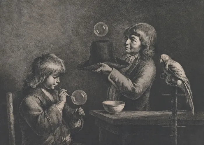 Framed Print : Soap Bubbles, 1799. Creator: Jean-Jacques de Boissieu Framed Print : Soap Bubbles, 1799. Creator: Jean-Jacques de Boissieu