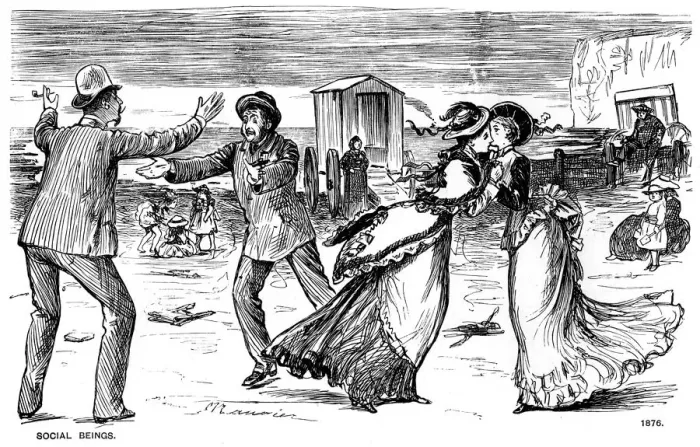 Framed Print : Social Beings, 1876 (1891). Artist: George du Maurier Framed Print : Social Beings, 1876 (1891). Artist: George du Maurier