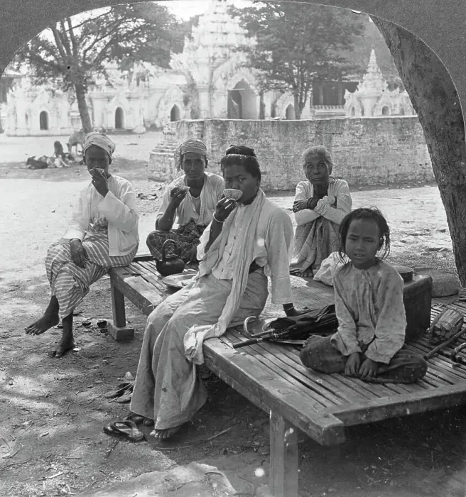 Framed Print : A social drink of coffee, Mandalay, Burma, 1908. Artist: Stereo Travel Co Framed Print : A social drink of coffee, Mandalay, Burma, 1908. Artist: Stereo Travel Co
