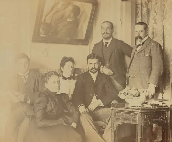 Framed Print : A social gathering in the veranda room, Dom Smith, Vladivostok, Russia, 1899. Creator: Ann E. Ivy Framed Print : A social gathering in the veranda room, Dom Smith, Vladivostok, Russia, 1899. Creator: Ann E. Ivy