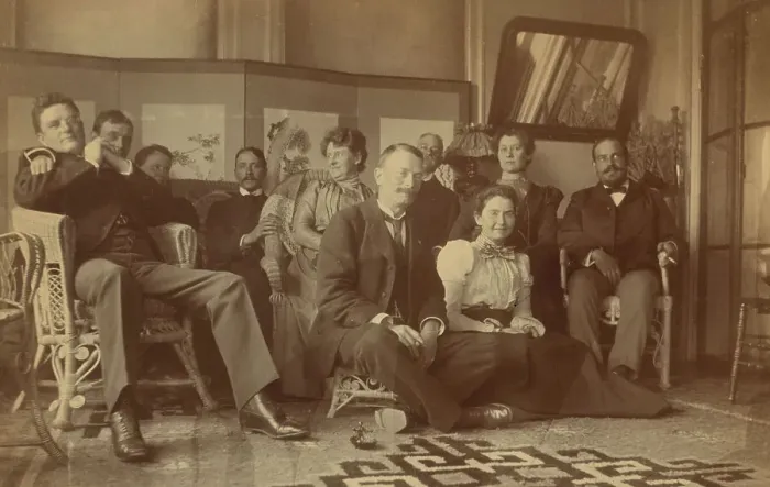 Framed Print : A social gathering in the veranda room, Dom Smith, Vladivostok, Russia, 1899. Creator: Frederick S. Pray Framed Print : A social gathering in the veranda room, Dom Smith, Vladivostok, Russia, 1899. Creator: Frederick S. Pray