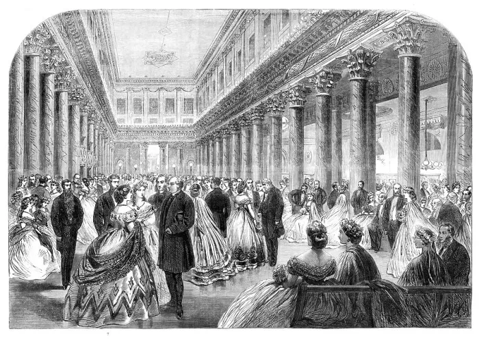 Framed Print : The Social Science Congress at New York: conversazione in the Assembly Rooms, Blake-street, 1864. Creator: Unknown Framed Print : The Social Science Congress at New York: conversazione in the Assembly Rooms, Blake-street, 1864. Creator: Unknown