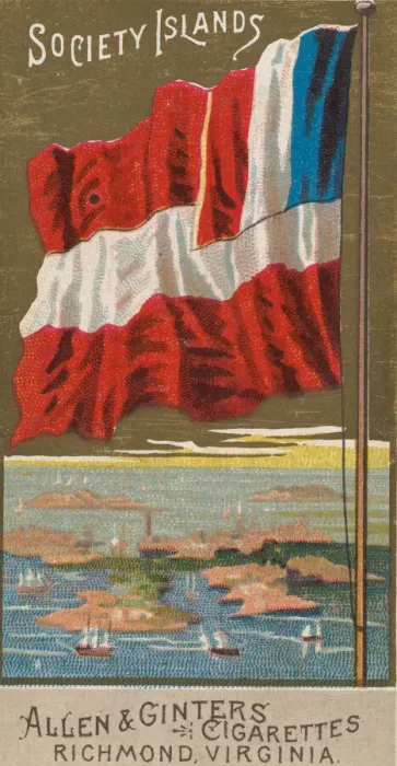 Framed Print : Society Islands, from Flags of All Nations, Series 2 (N10) for Allen & Framed Print : Society Islands, from Flags of All Nations, Series 2 (N10) for Allen &
