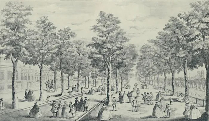 Framed Print : Society in the Mall, 1741, (1920). Artist: James Smith Framed Print : Society in the Mall, 1741, (1920). Artist: James Smith