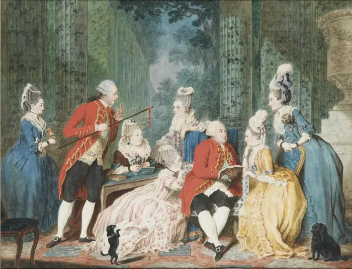 Framed Print : Society in the Palais Royal, ca 1775. Artist: Carmontelle, Louis (1717-1806) Framed Print : Society in the Palais Royal, ca 1775. Artist: Carmontelle, Louis (1717-1806)