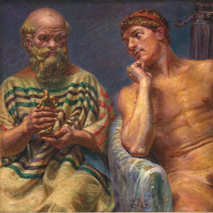 Framed Print : Socrates and Alcibiades, 1911. Creator: Kristian Zahrtmann