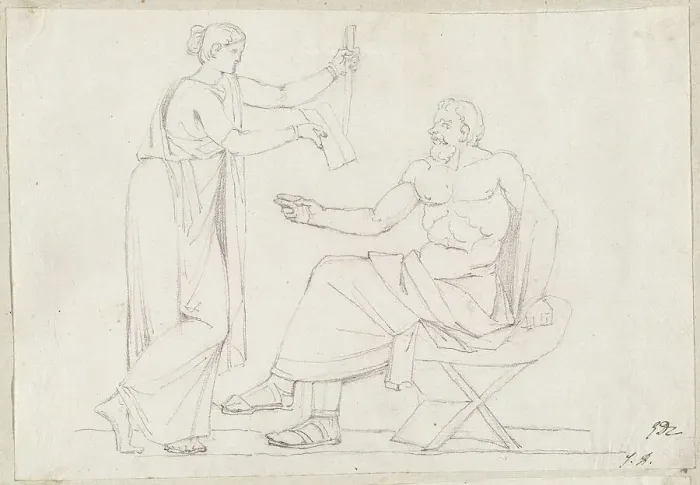Framed Print : Socrates and Diotima, 1775 / 80. Creator: Jacques-Louis David Framed Print : Socrates and Diotima, 1775 / 80. Creator: Jacques-Louis David