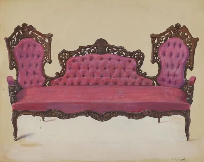 Framed Print : Sofa, 1936. Creator: Henry Granet Framed Print : Sofa, 1936. Creator: Henry Granet
