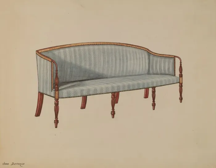 Framed Print : Sofa, 1936. Creator: John Dieterich Framed Print : Sofa, 1936. Creator: John Dieterich