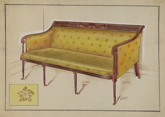 Framed Print : Sofa, 1936. Creator: Michael Trekur Framed Print : Sofa, 1936. Creator: Michael Trekur