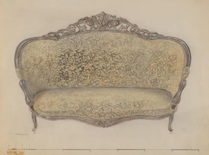Framed Print : Sofa, c. 1936. Creator: Edith Magnette Framed Print : Sofa, c. 1936. Creator: Edith Magnette