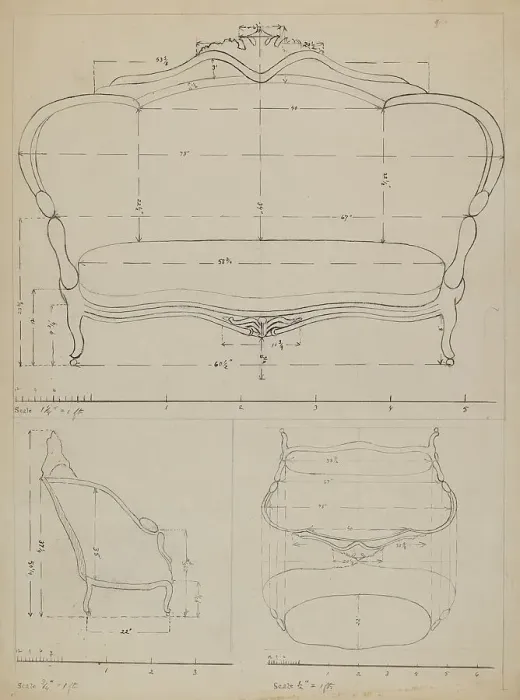 Framed Print : Sofa, c. 1936. Creator: Edith Magnette Framed Print : Sofa, c. 1936. Creator: Edith Magnette