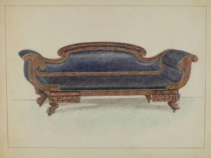 Framed Print : Sofa, c. 1936. Creator: Herman Bader Framed Print : Sofa, c. 1936. Creator: Herman Bader