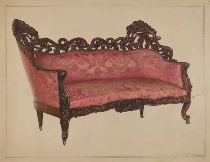 Framed Print : Sofa, c. 1937. Creator: Bernard Gussow Framed Print : Sofa, c. 1937. Creator: Bernard Gussow