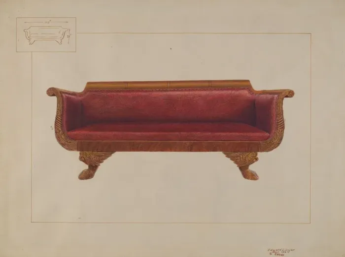 Framed Print : Sofa, c. 1937. Creator: Edward L Loper Framed Print : Sofa, c. 1937. Creator: Edward L Loper