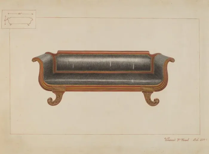 Framed Print : Sofa, c. 1937. Creator: Vincent P. Rosel Framed Print : Sofa, c. 1937. Creator: Vincent P. Rosel