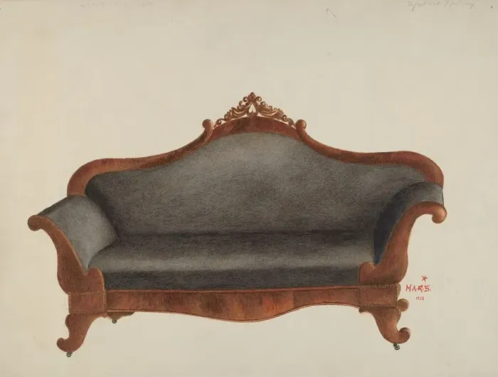 Framed Print : Sofa, c. 1938. Creator: Margaret Stottlemeyer Framed Print : Sofa, c. 1938. Creator: Margaret Stottlemeyer