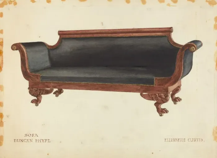 Framed Print : Sofa, c. 1940. Creator: Elizabeth Curtis Framed Print : Sofa, c. 1940. Creator: Elizabeth Curtis