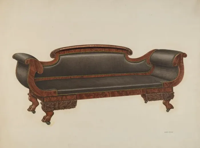 Framed Print : Sofa, c. 1940. Creator: Harry Eisman Framed Print : Sofa, c. 1940. Creator: Harry Eisman