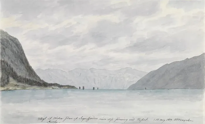 Framed Print : The Sognefjord Meets the Sea, 1819. Creator: Wilhelm Maximilian Carpelan Framed Print : The Sognefjord Meets the Sea, 1819. Creator: Wilhelm Maximilian Carpelan