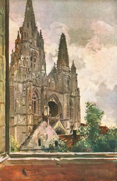 Framed Print : Soissons; Les ruines de Saint-Jean-des-Vignes, a Soissons, 1915. Creator: Francois Flameng Framed Print : Soissons; Les ruines de Saint-Jean-des-Vignes, a Soissons, 1915. Creator: Francois Flameng