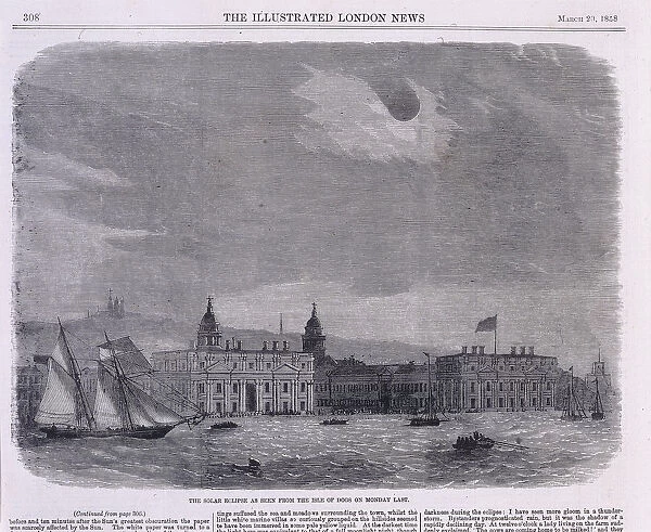 Solar eclipse seen over the Royal Observatory, Greenwich, 1858