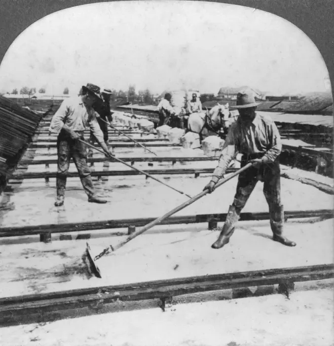 Framed Print : Solar evaporation, salt manufacture, Syracuse, New York, USA, 20th century. Artist: Keystone View Company Framed Print : Solar evaporation, salt manufacture, Syracuse, New York, USA, 20th century. Artist: Keystone View Company