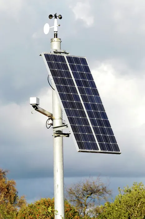 Framed Print : Solar Panel powering roadside equipment