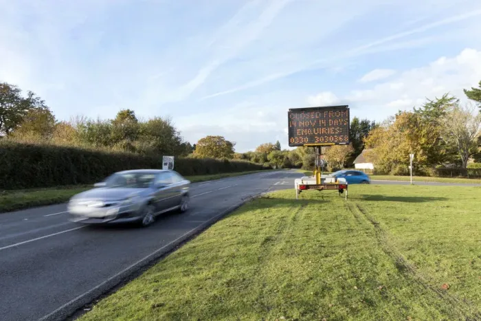 Framed Print : Solar Variable Message Temporary Road Sign 2016. Creator: Unknown Framed Print : Solar Variable Message Temporary Road Sign 2016. Creator: Unknown