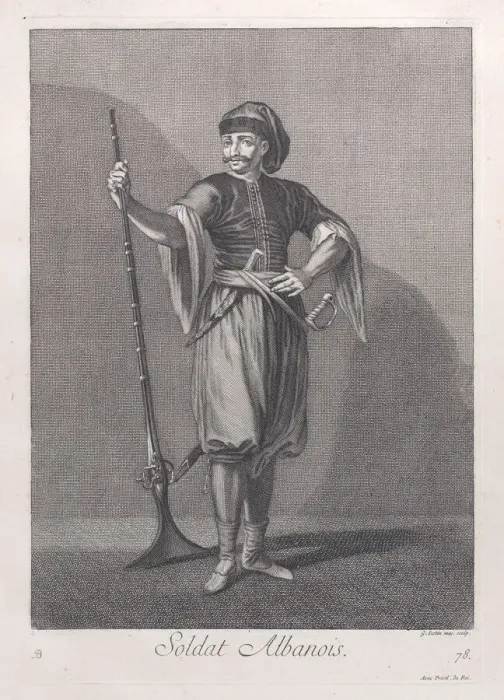 Framed Print : Soldat Albanois, 1714-15. Creator: Unknown Framed Print : Soldat Albanois, 1714-15. Creator: Unknown