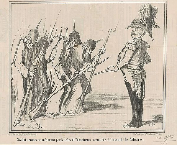 Soldats russes se préparant par le jeune... 19th century. Creator: Honore Daumier
