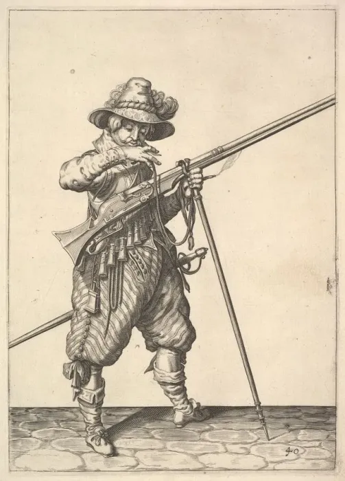 Framed Print : A soldier blowing on a match, from the Musketeers series, plate 40 Framed Print : A soldier blowing on a match, from the Musketeers series, plate 40